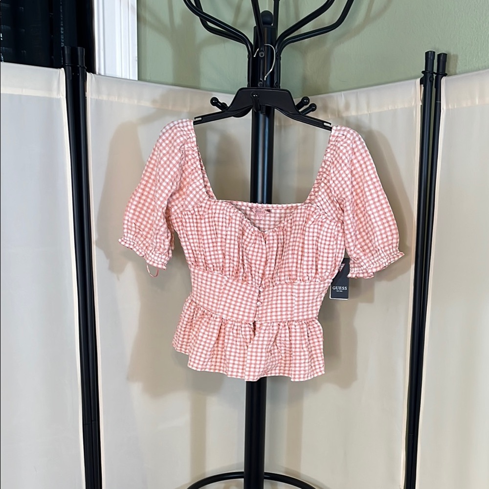 Guess Pink Gingham Women's Top